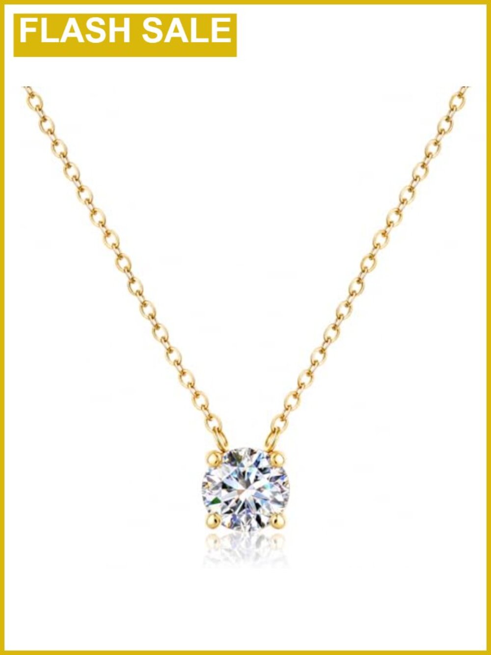 18K Gold Plated CZ Pendant Necklace Adjustable Chain Dainty